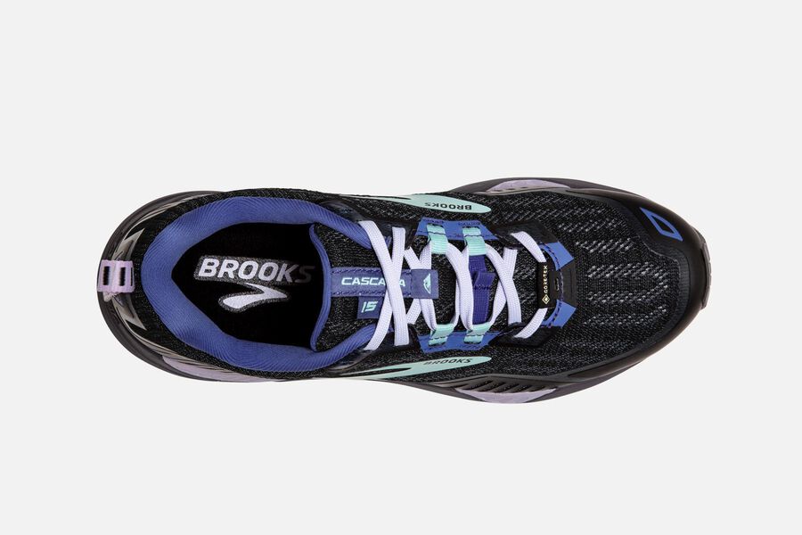 Brooks Cascadia 15 GTX Trail Running Shoes Womens - Black/Blue - RXDBQ-1937